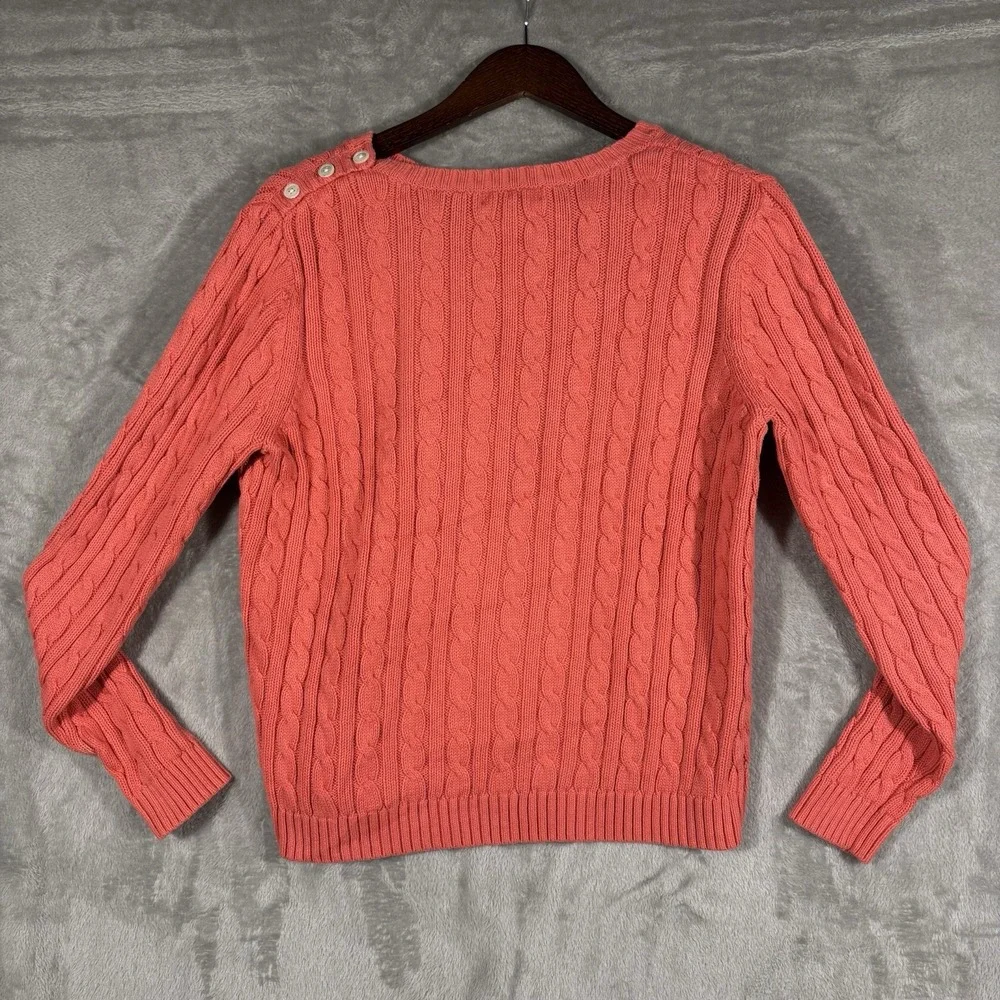 Lands' End‎ Pullover Sweater Girls 14-16 Pink Cotton Knit  Classic Preppy